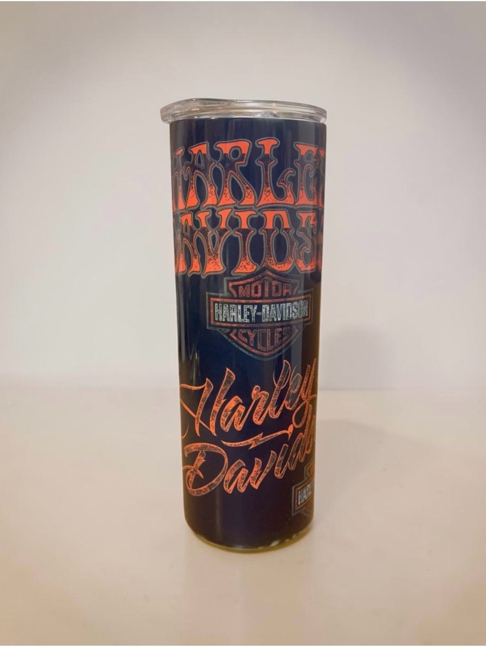 Harley-Davidson style Black & Orange Tall 20 oz Tumbler New